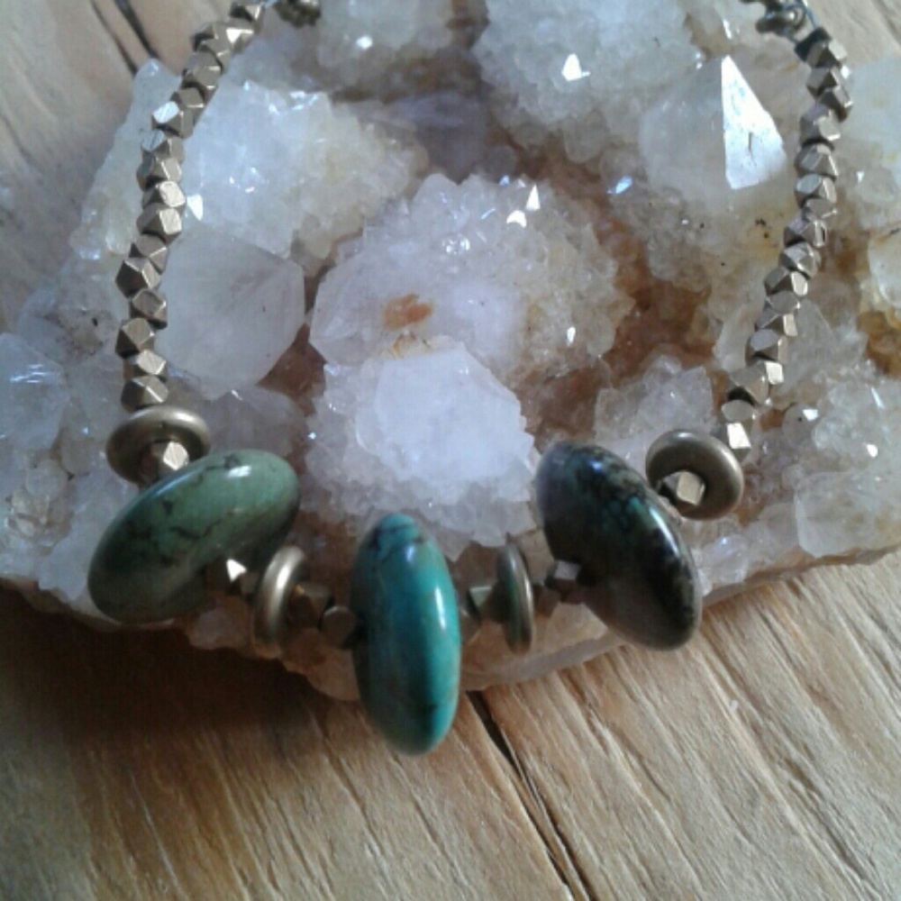 Free People Turquoise and Brass Heshi Necklace
